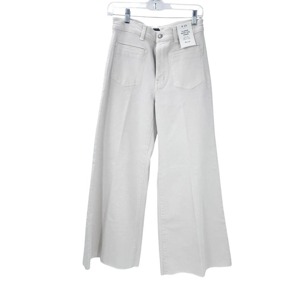 Madewell Flared Wide-Leg Cropped Jeans High Rise Vintage Ivory Size 28 NWT - Picture 4 of 14